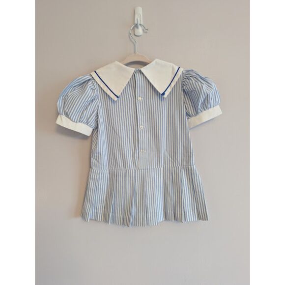 Vintage Toddler Nautical Sailor Dress with Red Bow & Boat Appliqué - Size 5T - Picture 3 of 5